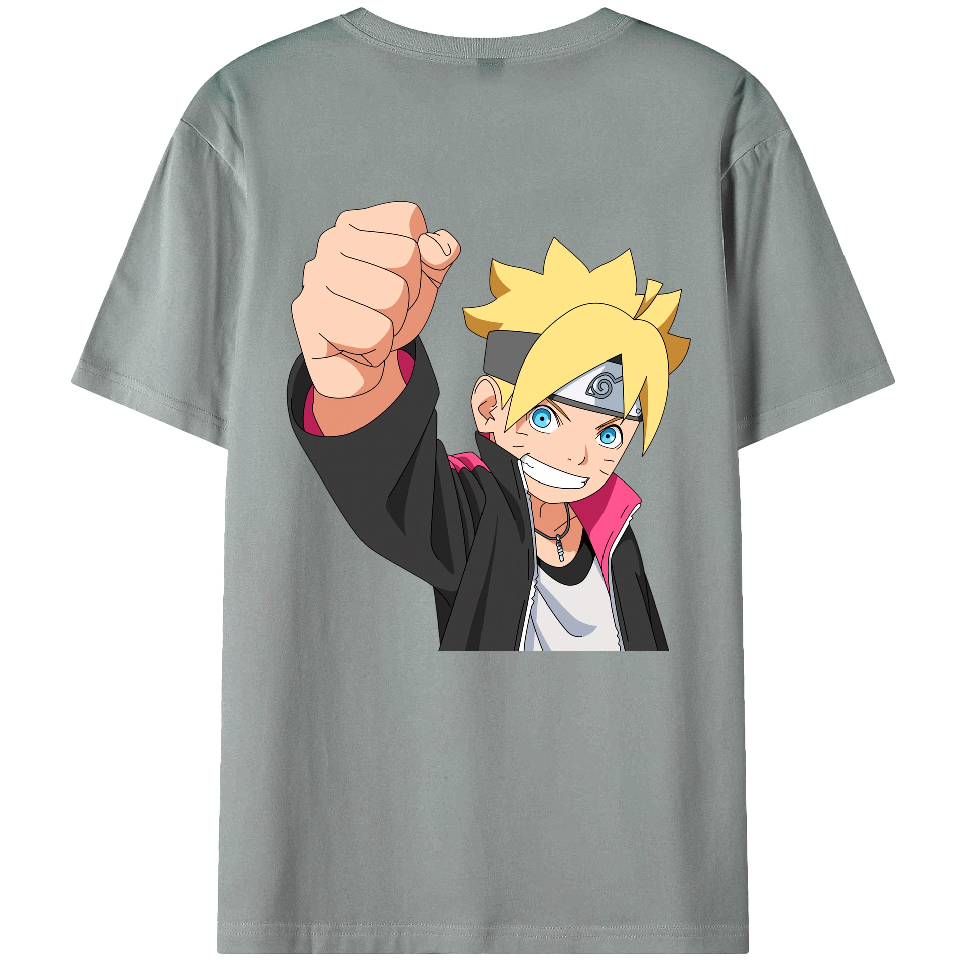 （画像用） NARUTO -ナルト- うずまき ボルト Uzumaki Boruto 綿100％ メンズ半袖Tシャツ（バックプリント） 通気性